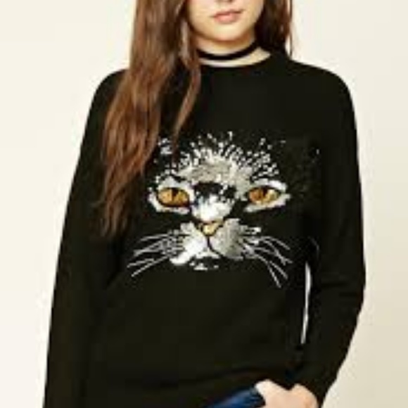 Forever 21 Sweaters - Black never worn cat sweater forever 21 Forever 21 Sweaters - Black never worn cat sweater forever 21